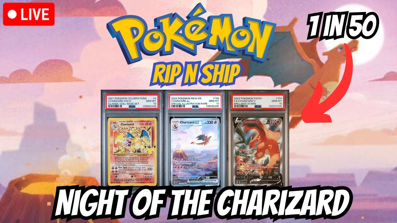 LIVE Pokemon RIP N SHIP! PSA 10 NIGHT OF THE CHARIZARD!