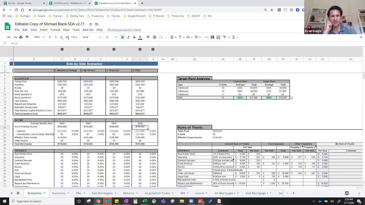 Value-Add Underwriting for a Small Multifamily Apartment using Michael Blank's SDA Spreadsheet