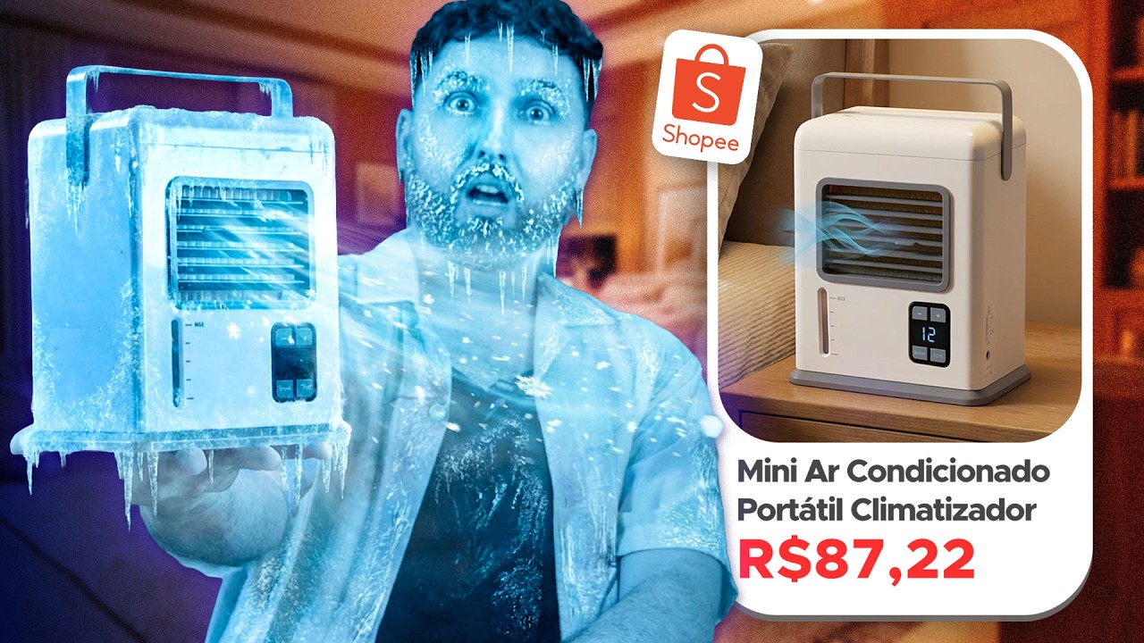 😱 Comprei um MINI AR-CONDICIONADO da Shoppe | Testei Climatizador Portátil | Resfria com água e gelo