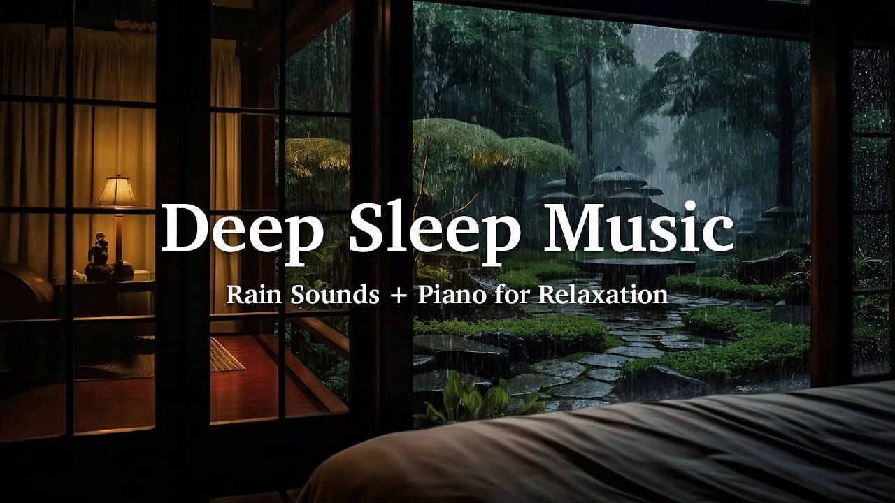 1 Hours Relaxing Sleep Music with Gentle Rain Outside the Warm Bedroom 🌧️ Healing Music with Rain