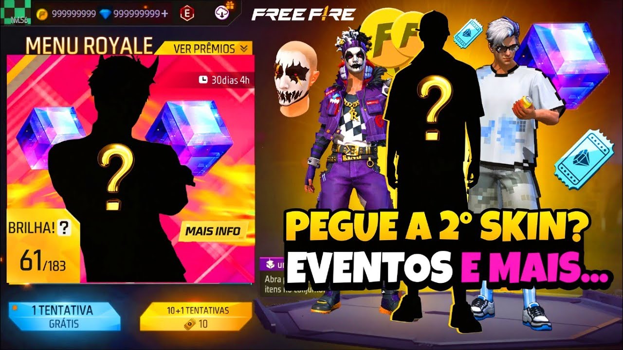 CORRE!! 2° OURO ROYALE (DIMA ROYALE)? PEGUE O CUBO, MANÍACO DO GOLPE E MAIS - NOVIDADES FREE FIRE