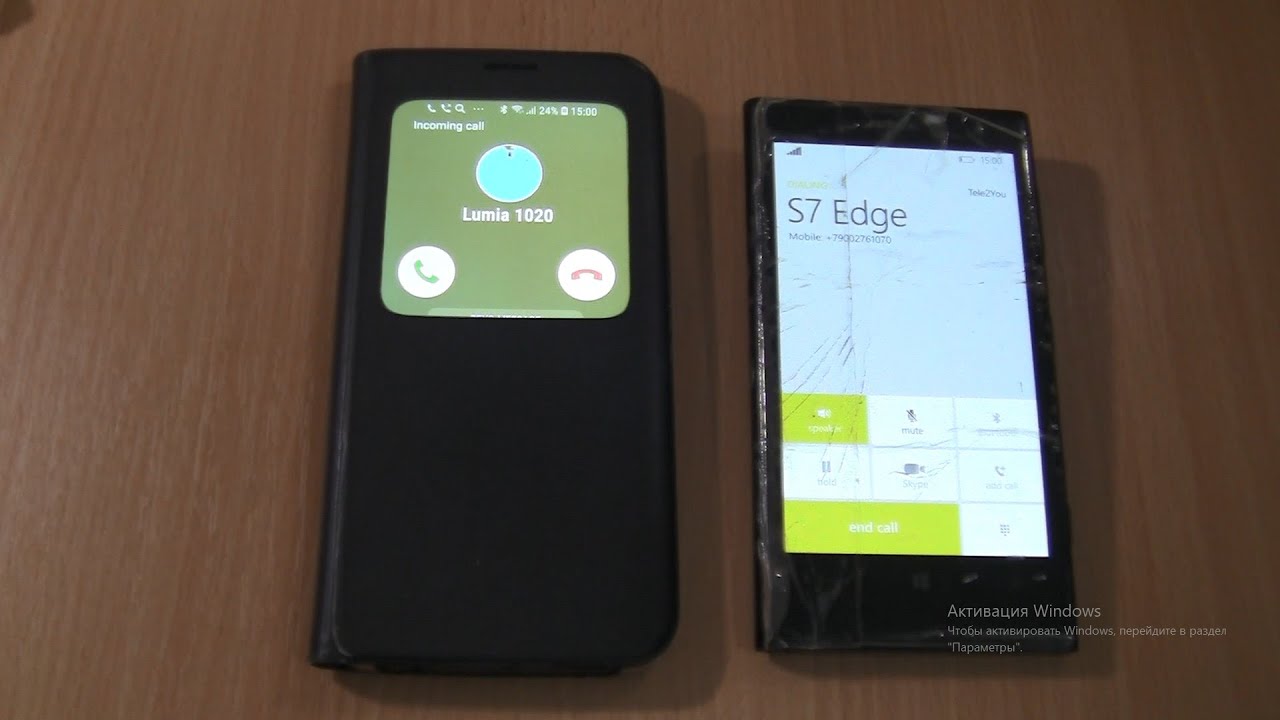 Incoming call & Outgoing call at the Same Time Nokia Lumia 1020 +Samsung Galaxy S7 edge Cover
