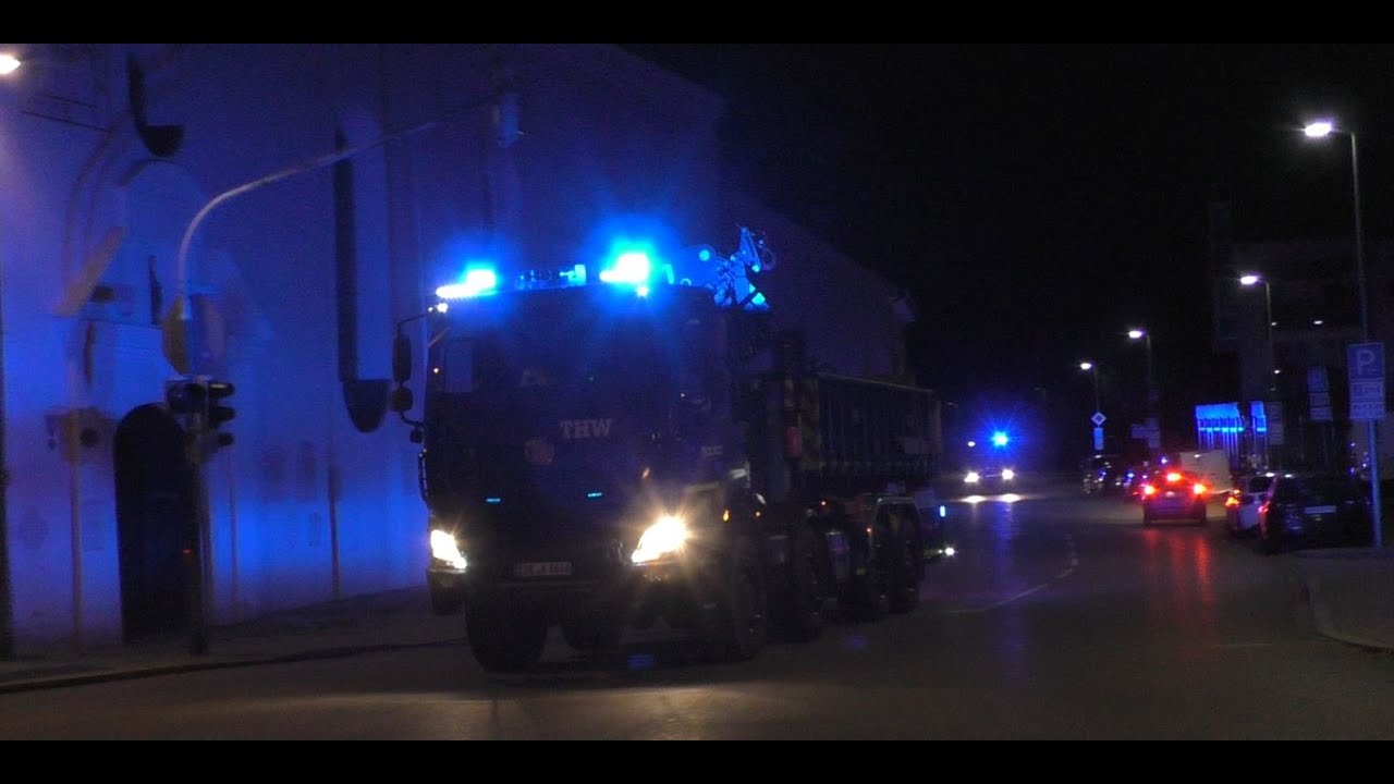 [TATRA-FAHRGESTELL] Einsatzfahrt LKW-Kipper + Tieflader mit Bagger, WLF und GKW THW Markt Schwaben