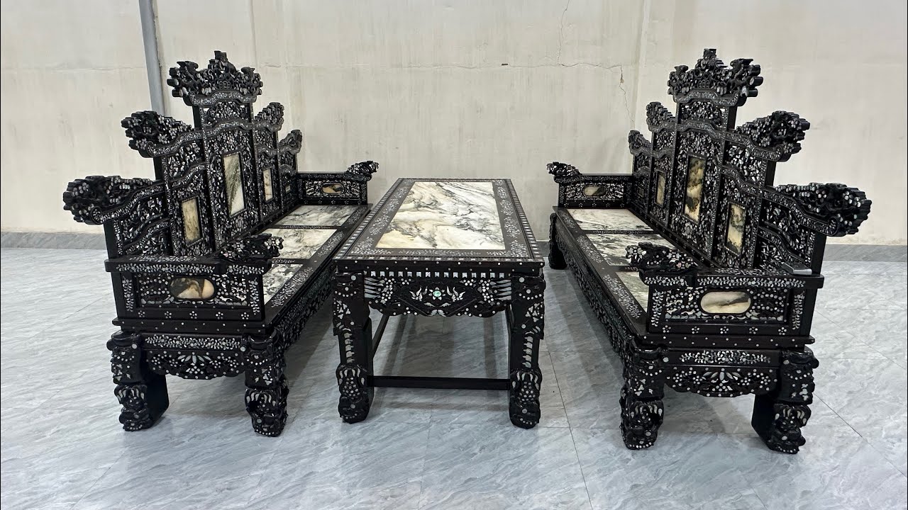 Phần 128 : Bộ Bàn Ghế Trường Đỉnh Sơn Khảm Ốc Cẩn Ốc Cao Cấp – Vẻ Đẹp Đỉnh Cao Của Đồ Gỗ Xưa