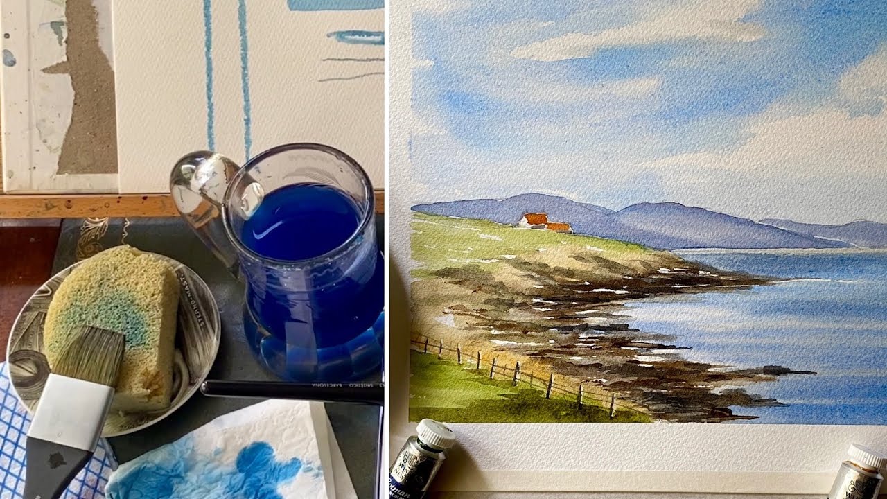 Beginners WATERCOLOR Brush WATER CONTROL! Watercolour Landscape Painting Techniques Tutorial Demo