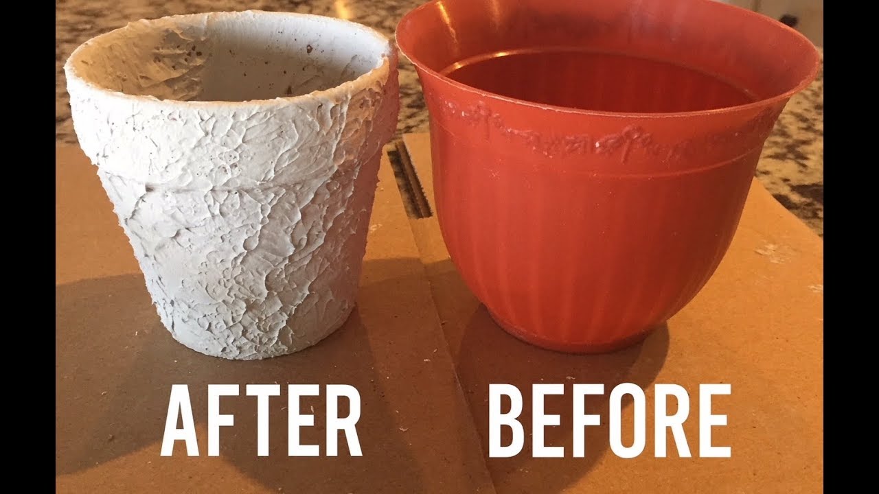 HOW TO ADD ANTIQUE TEXTURE TO A POT to make a new pot look old with Joint Compound