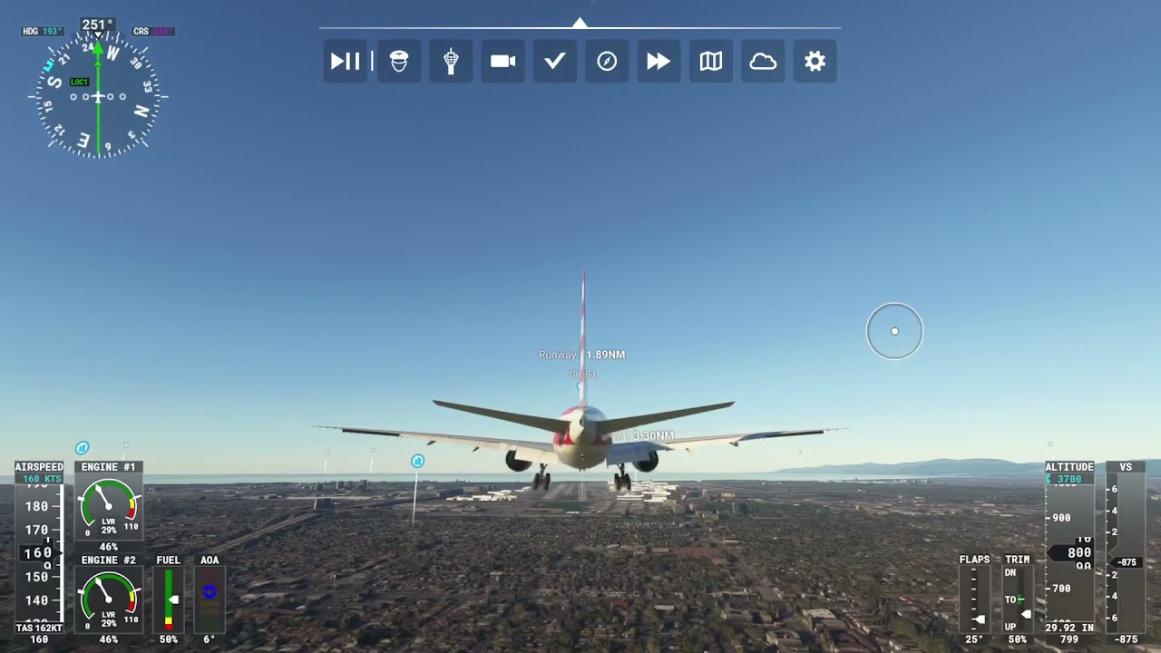 Microsoft Flight Simulator Boeing 777-300ER ILS landing at LAX