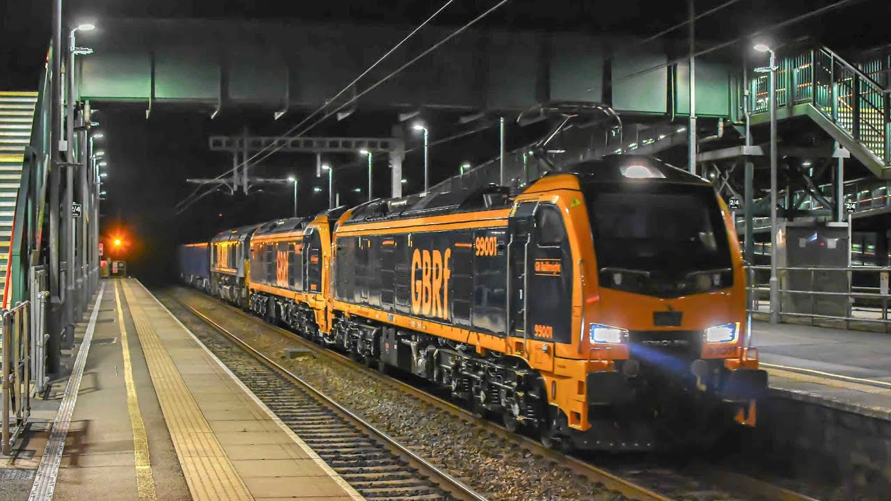 The First Electric Freight Train in South Wales. GBRf Class 99s on a loaded test run to Cardiff. 