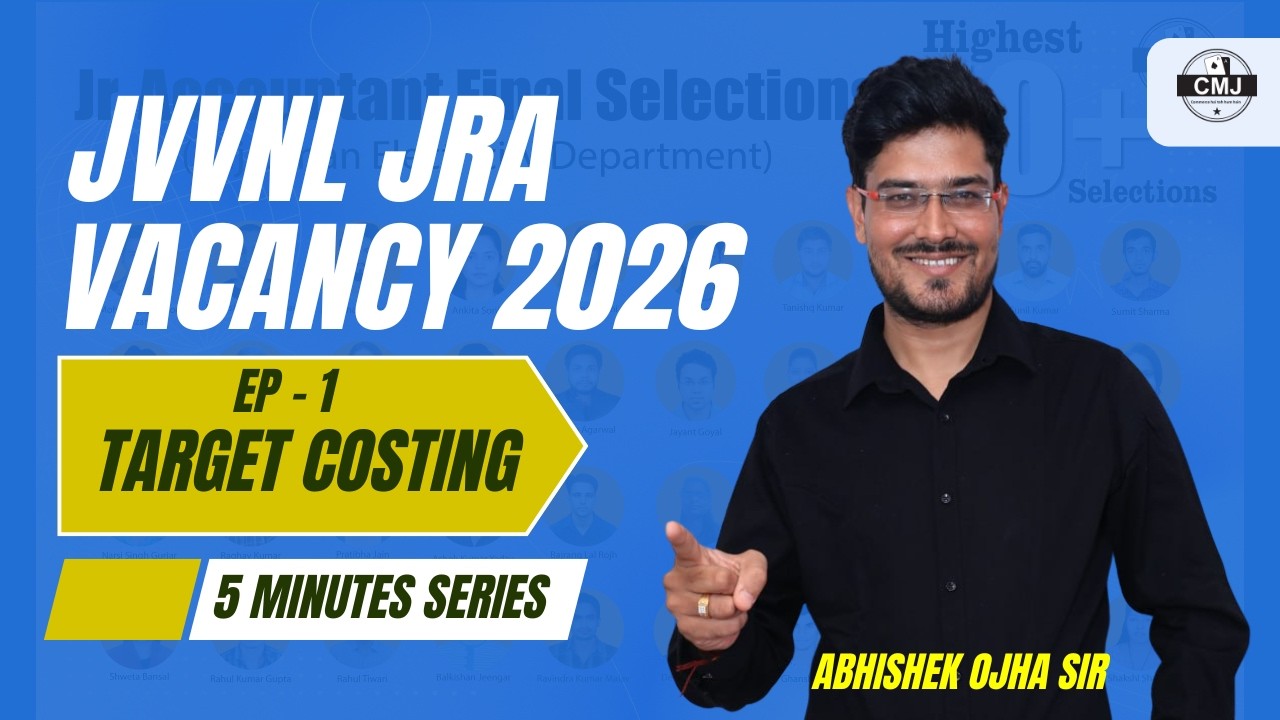 Target Costing with MCQs within 5 minutes | JVVNL Junior Accountant Vacancy 2026 | JVVNL JRA by CMJ