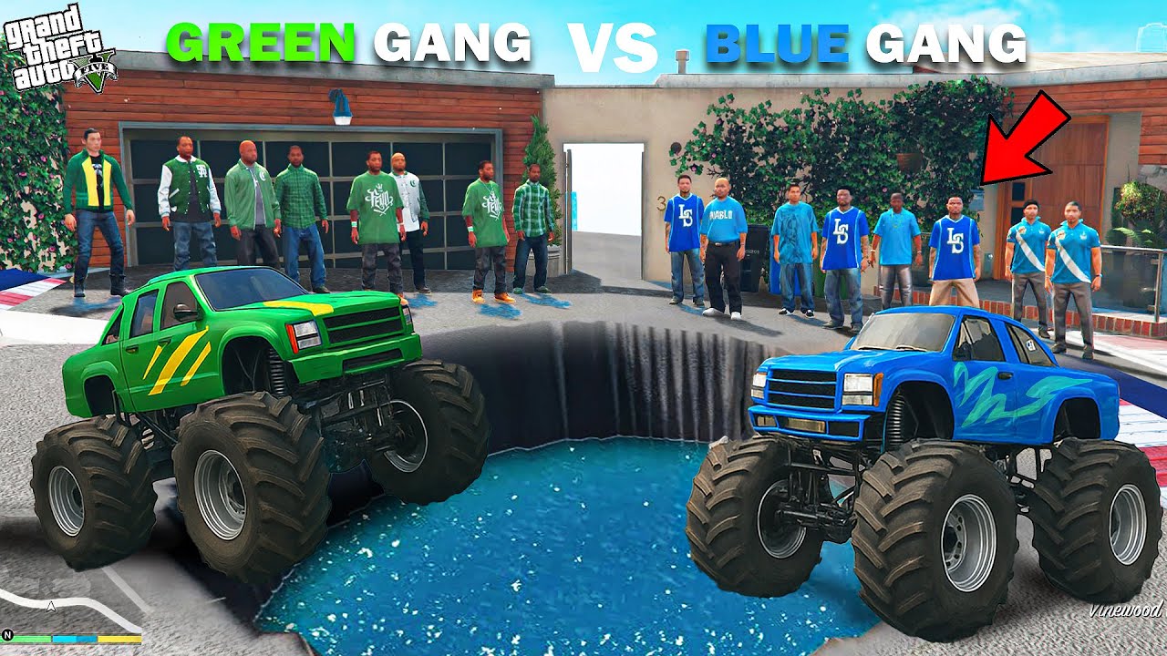 Shinchan Green Gang VS Franklin Blue Gang Water Potholes Challenge In GTA 5!
