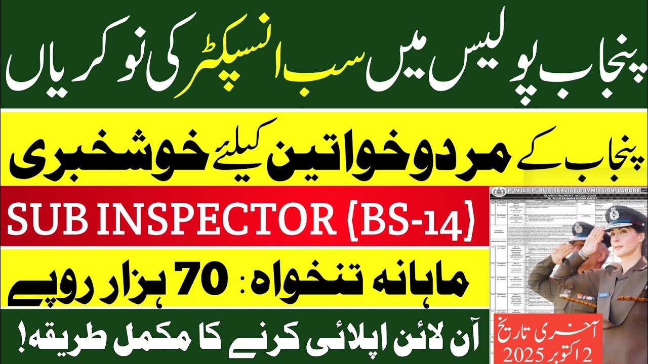 Punjab Police Sub Inspector Jobs 2025 Apply Online Through PPSC | How to Apply For Sub Inspector Job
