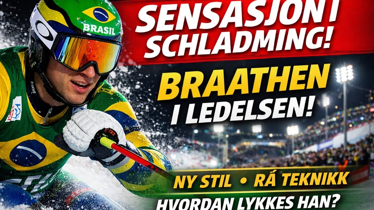 Lucas Pinheiro Braathen leder etter første omgang i nattens storslalåm i Schladming.