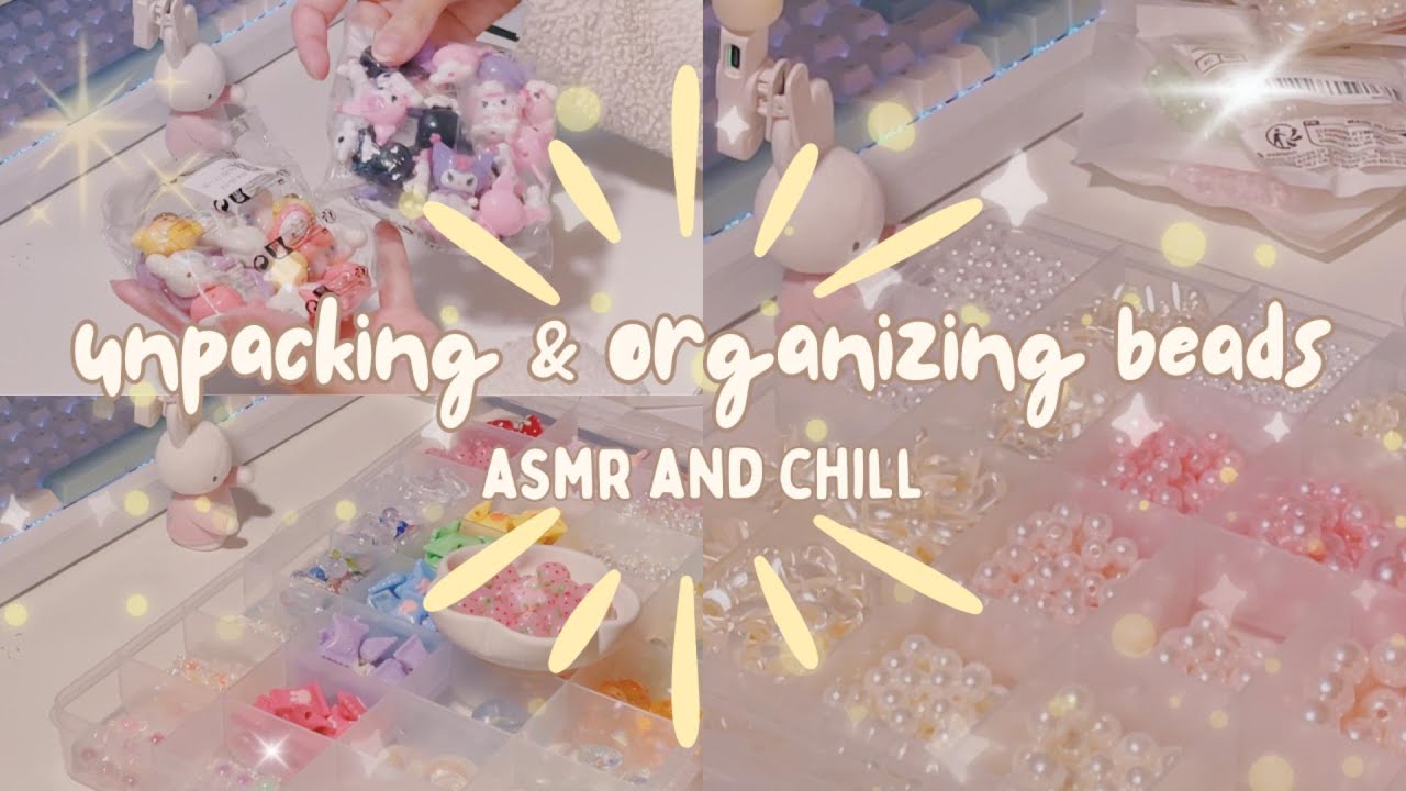 ASMR organizing beads ୨୧ cozy vlog #8 ୨୧ unboxing and restocking beads