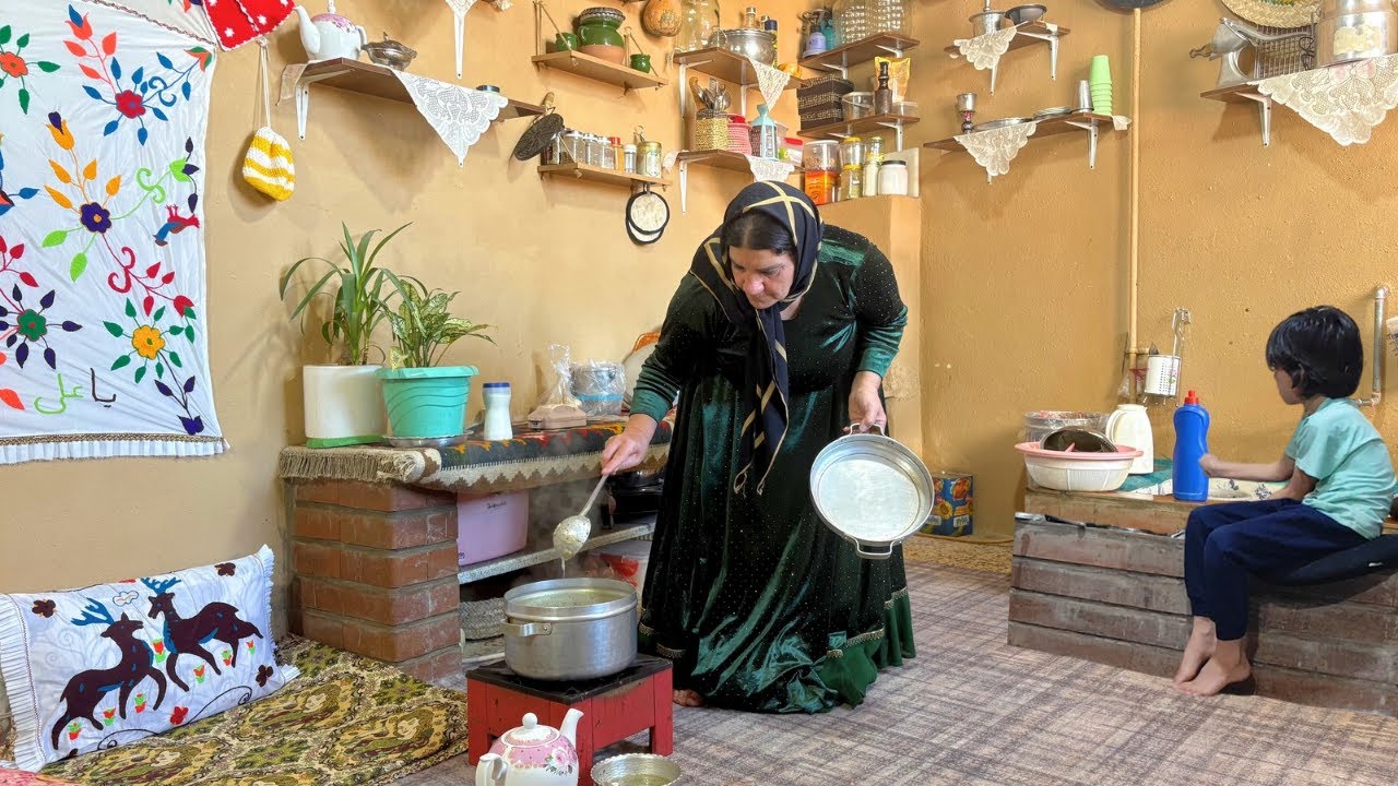 A Memorable Night in an Iranian Village | Helping Grandchildren and Family Gathering