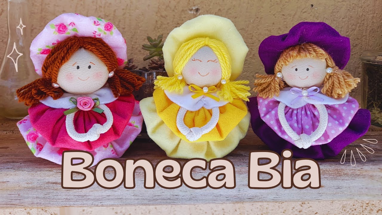 Boneca Bia: Feita de FUXICO e FELTRO!