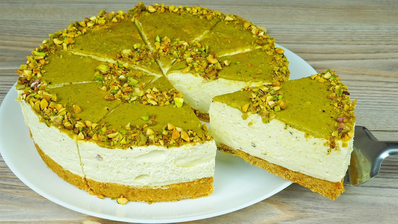 Cheesecake fără coacere cu fistic &ndash; Desert cremos și delicios! Gust rafinat ca &icirc;n Dubai!