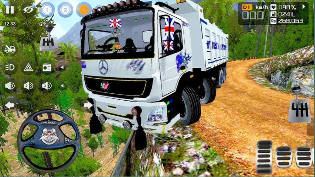 BUS SIMULATOR INDONESIA MOUNTAIN ROAD BHARAT BENZ TRUCK DRIVING 12 WHEELER TIPPER TRUCK 