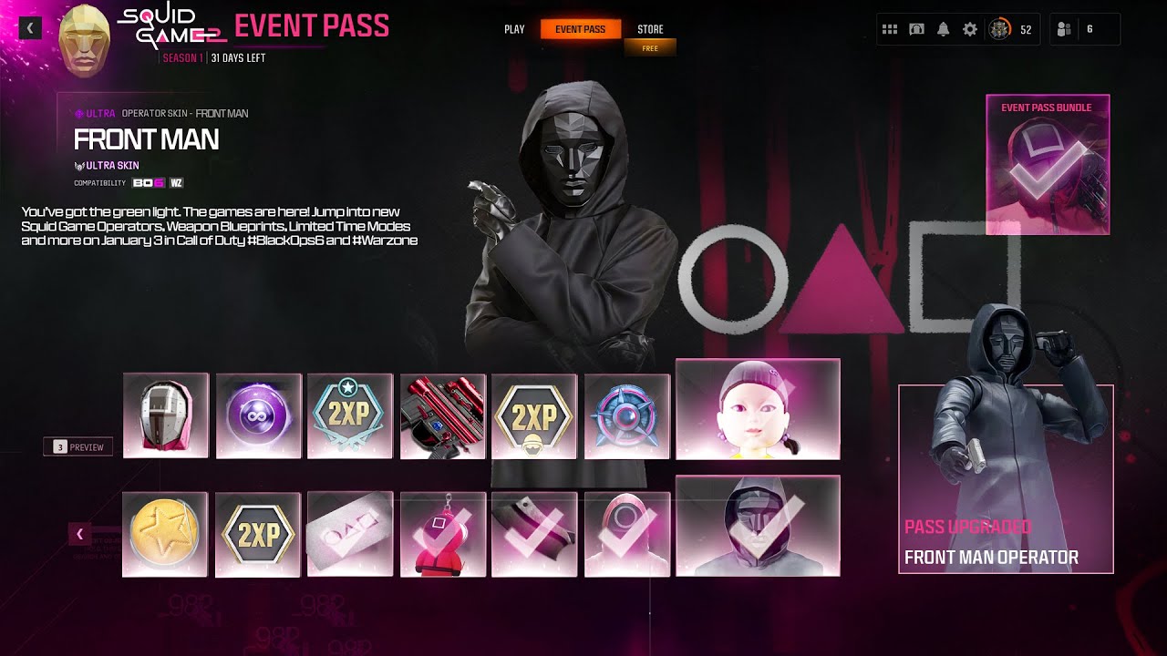 NEW Black Ops 6 Squid Game Event Pass UPGRADE FIRST LOOK! (SQUID GAME Premium Upgrade Battle Pass)