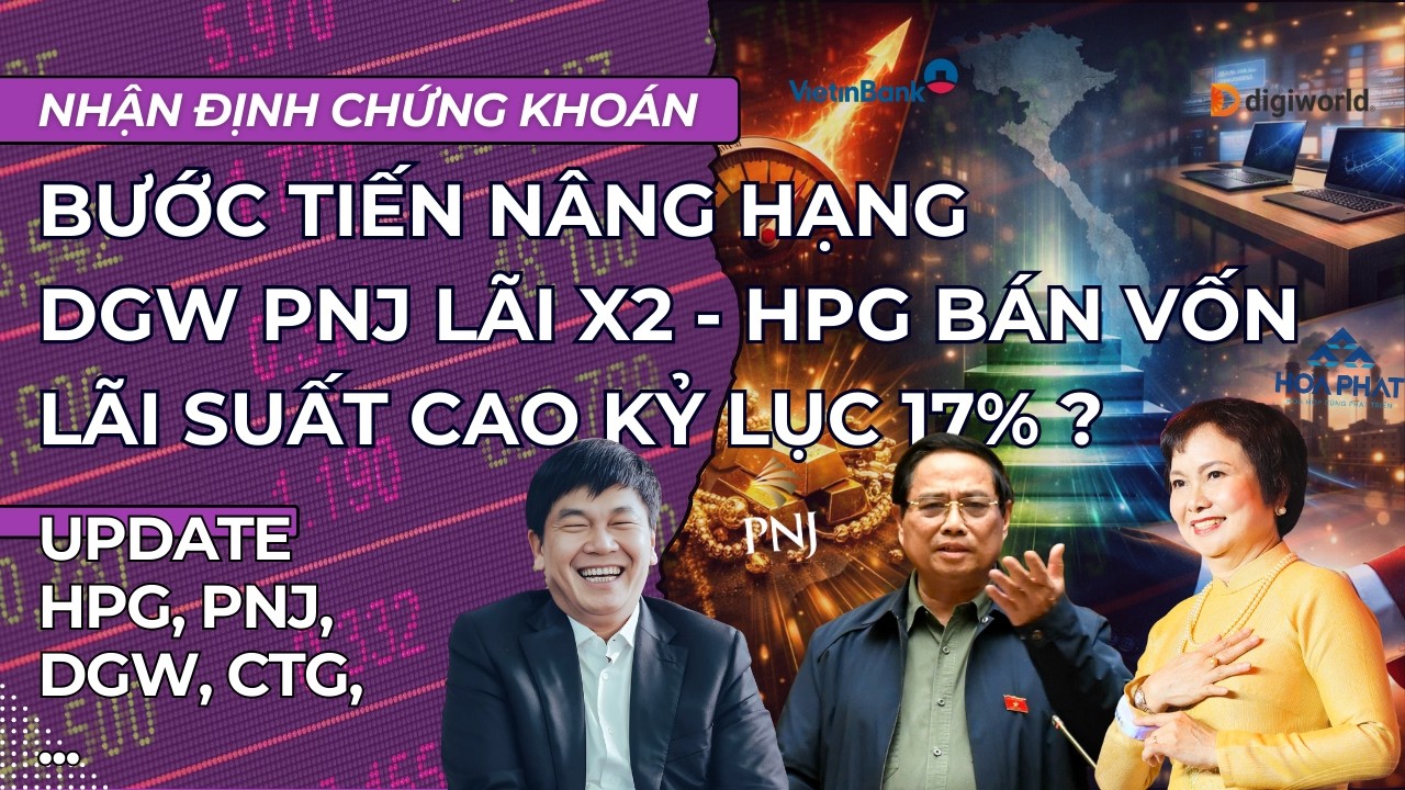 Bước tiến nâng hạng, lãi suất cao kỷ lục 17%, DGW PNJ lãi x2, HPG bán vốn?| Nhận định chứng khoán