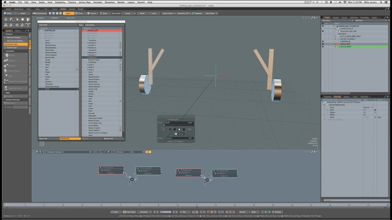 The simplest form of rigging, using channel relationships alone