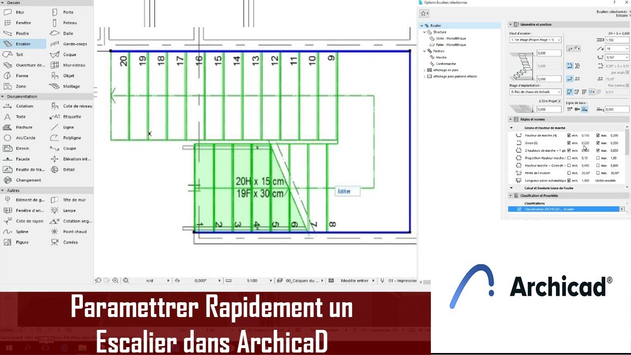 Comment Paramétrer un Escalier pour Etage Courant dans Archicad !