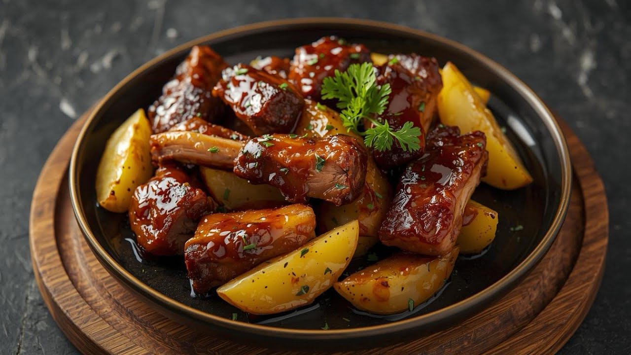 The JUICIEST Oven Pork Ribs Ever 🔥 One Bag, Tender Meat & Crispy Potatoes