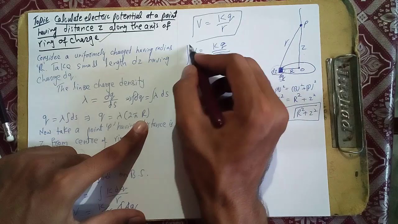 What is electric potential & calculate electric potential due to ring of charge in Urdu (part 2)