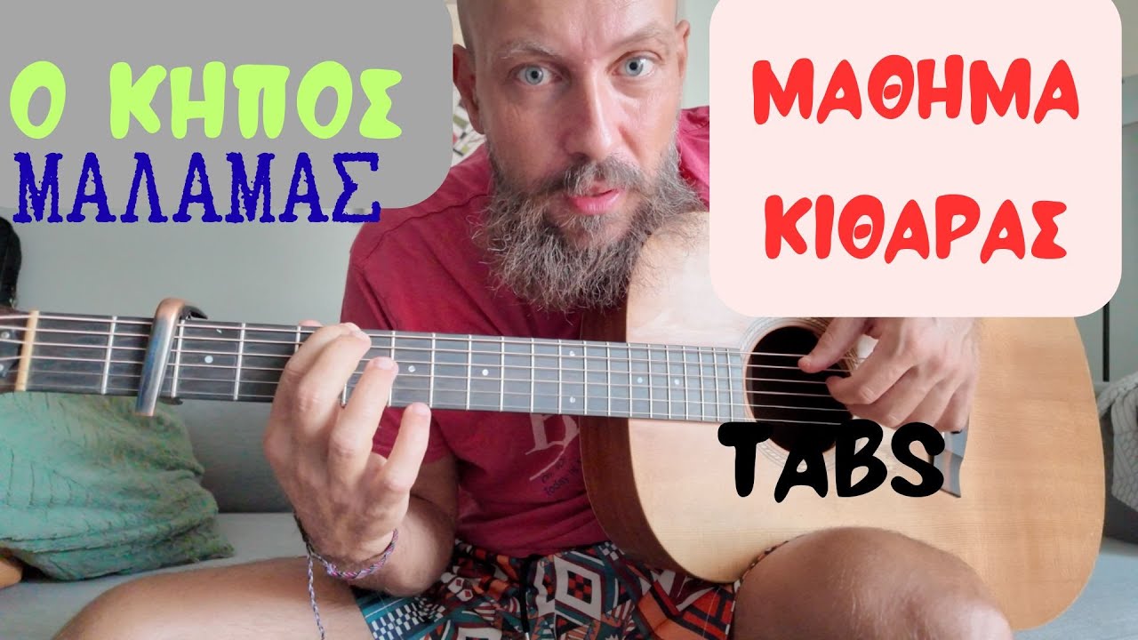 Ο κήπος ( Σ. Μάλαμας ) - μάθημα κιθάρας + TABS + συγχορδίες και εξηγήσεις.