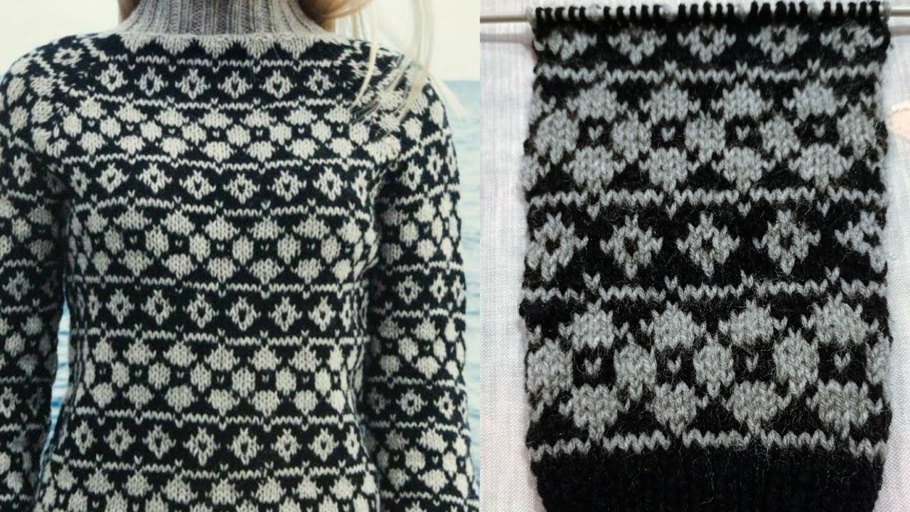 Knitting Graph Pattern #205 | Two colour Sweater Design