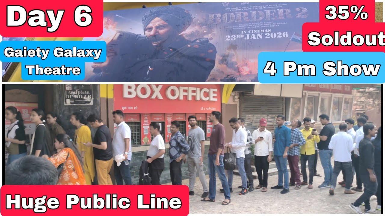 Border 2 Movie Huge Public Line Day 6 For 4 Pm Show At Gaiety Galaxy Theatre In Mumbai