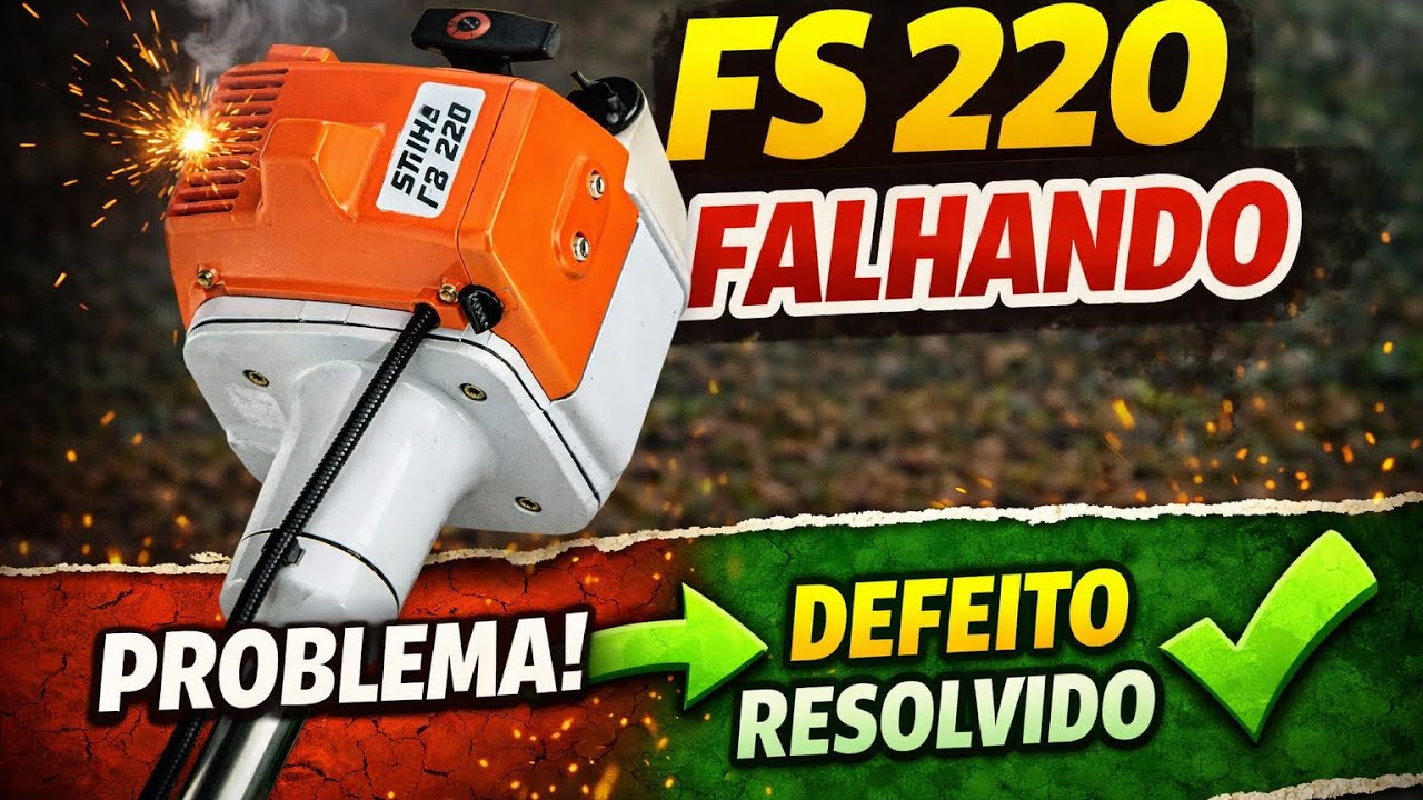 Rocadeira falhando quando pega fica acelerado resolvi o problema fs220 stihl #manutenção #fs220
