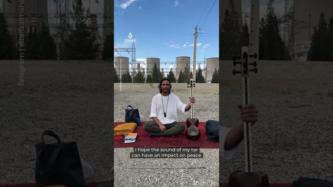 Musician sit‑in in front of Iran's Damavand power plant to protest US threat to bomb infrastructure