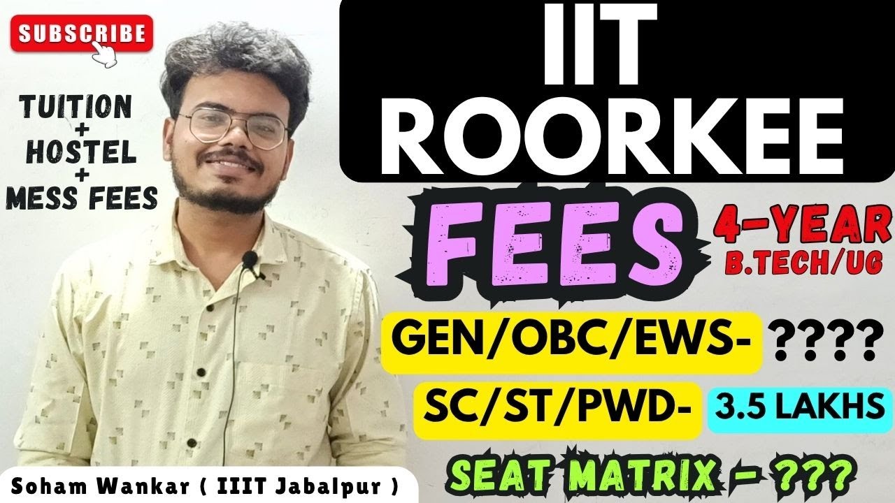 IIT Roorkee FEES Structure (4 Year - UG/B.Tech) | Tuition+ Hostel+ Mess Fees & Seat Matrix 2025!