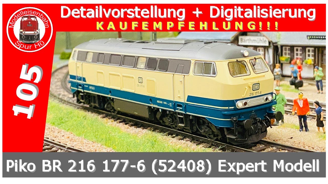 Piko BR 216 177-6 #52408 Expert DC/C Epoche IV ozeanblau-beige, DB, Präsentation, ESU
