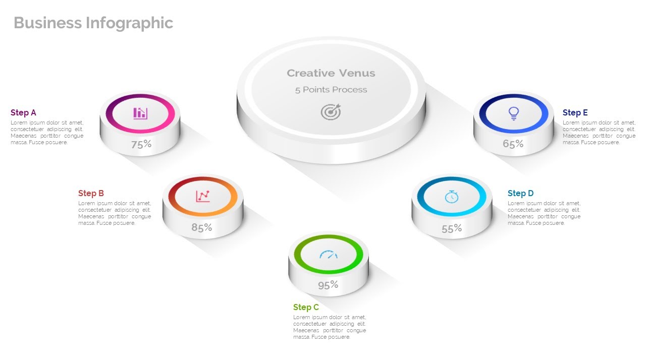 3D, Minimal, White and Beautiful Corporate Infographic Design in Microsoft Office PowerPoint PPT