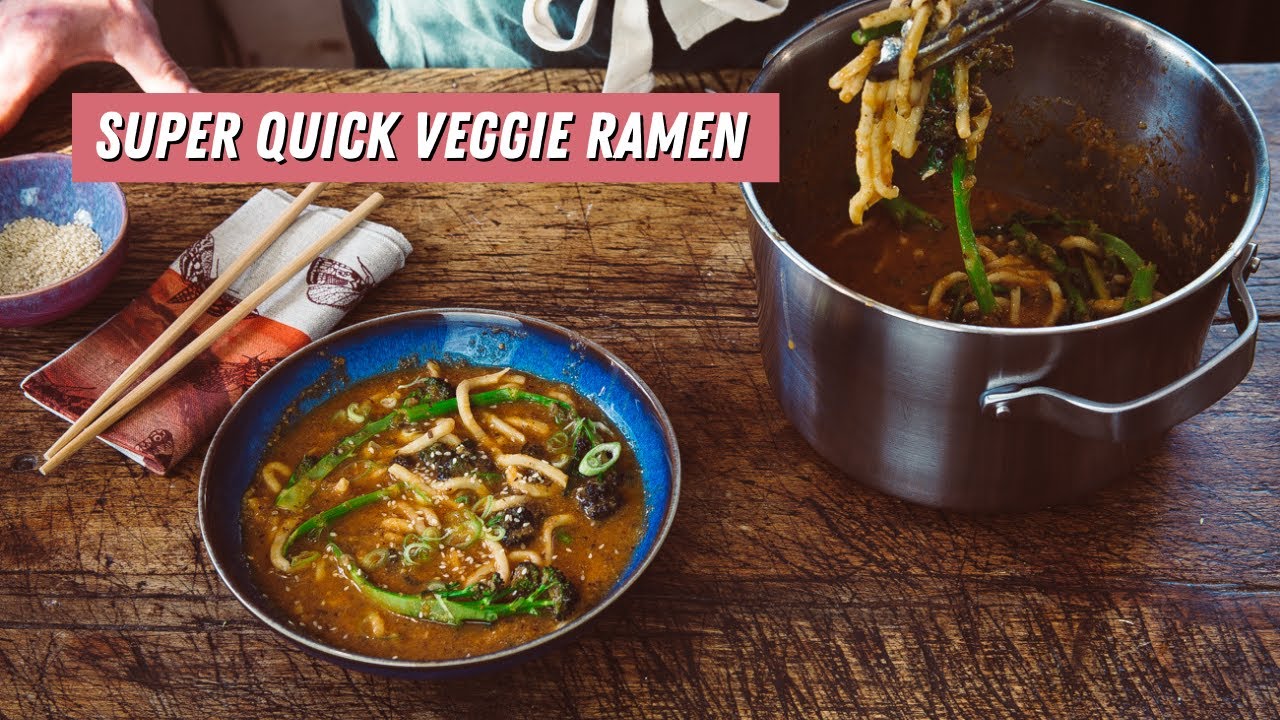Quick Veggie Ramen With Purple Sprouting Broccoli