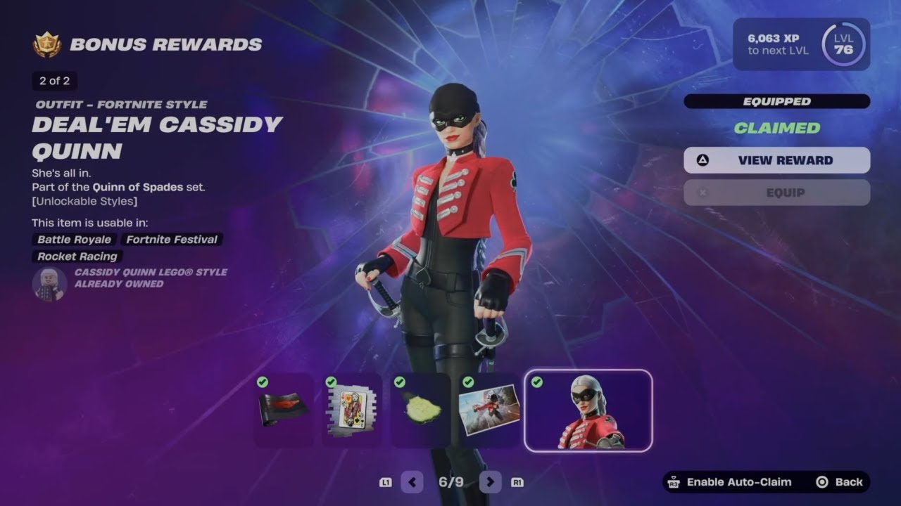 How to Unlock Deal'em Cassidy Quinn Skin in Fortnite | Battle Pass Bonus Rewards Page 6