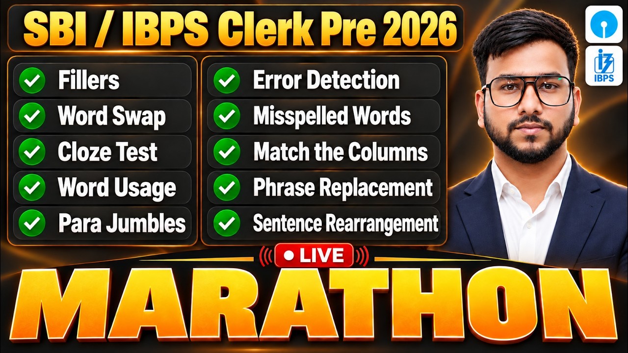 🟢 SBI Clerk Pre 2026 English Marathon | SBI Clerk Pre Complete English One Shot Class | Varun Chitra