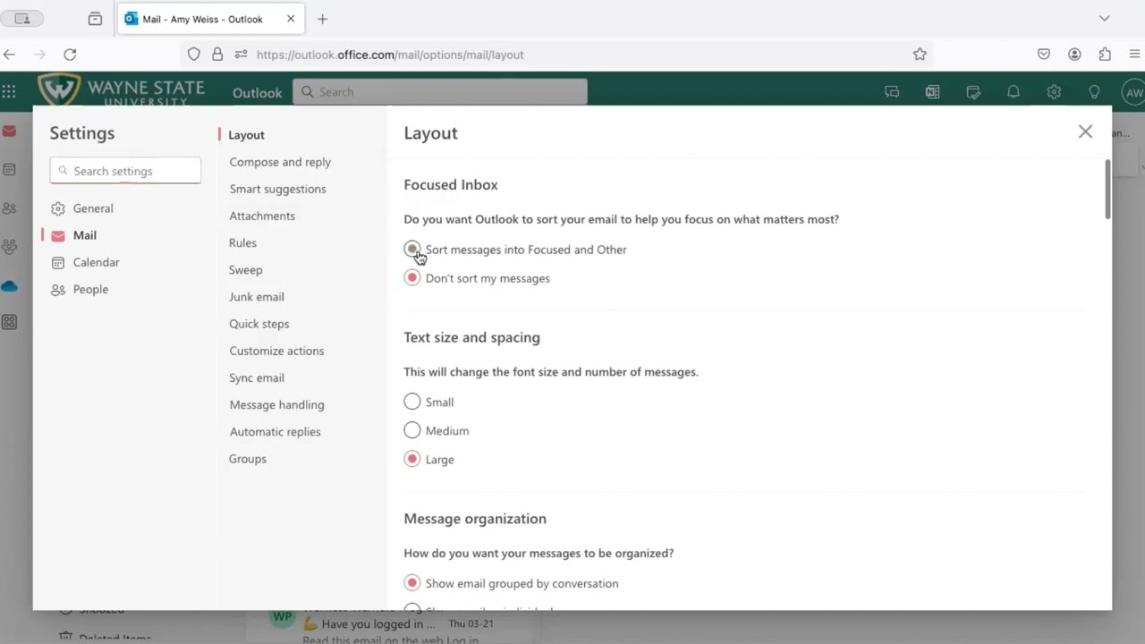 Wayne State C&IT: How to sort inbox in Outlook