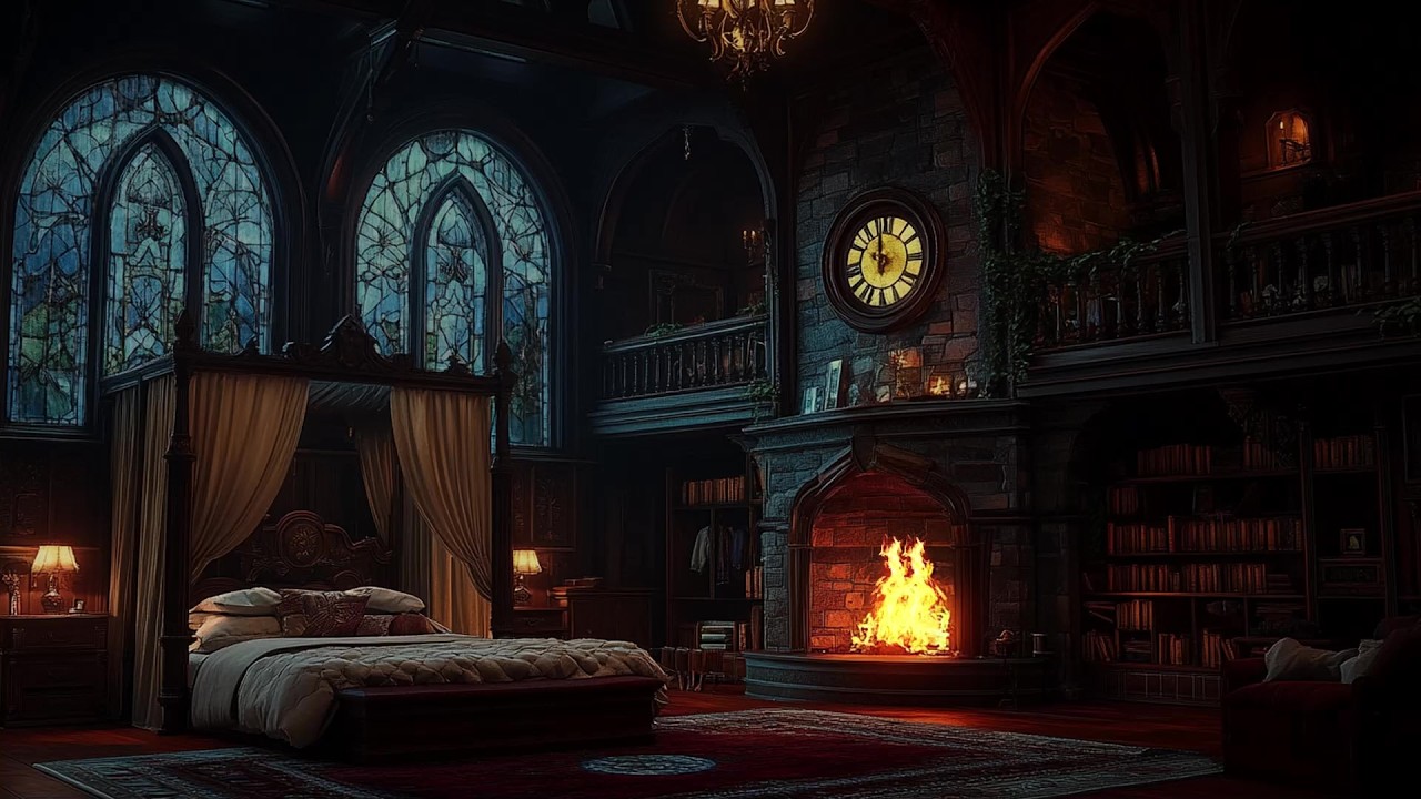 🌩️🏰 Heavy Rain Outside a Majestic Castle Tower Room | Rain on Glass Windows | Deep Sleep