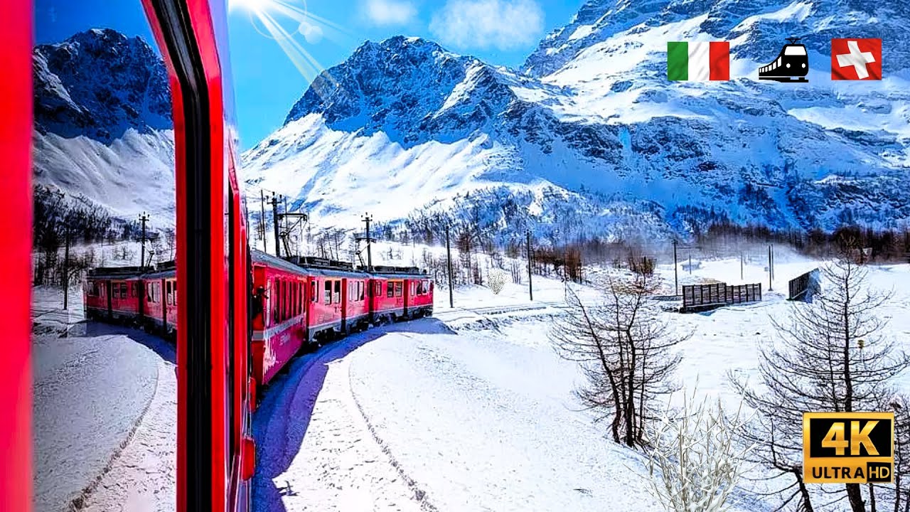 Ride the world's most beautiful snow train  | Bernina Express | Tirano 🇮🇹 - Switzerland 🇨🇭 4K