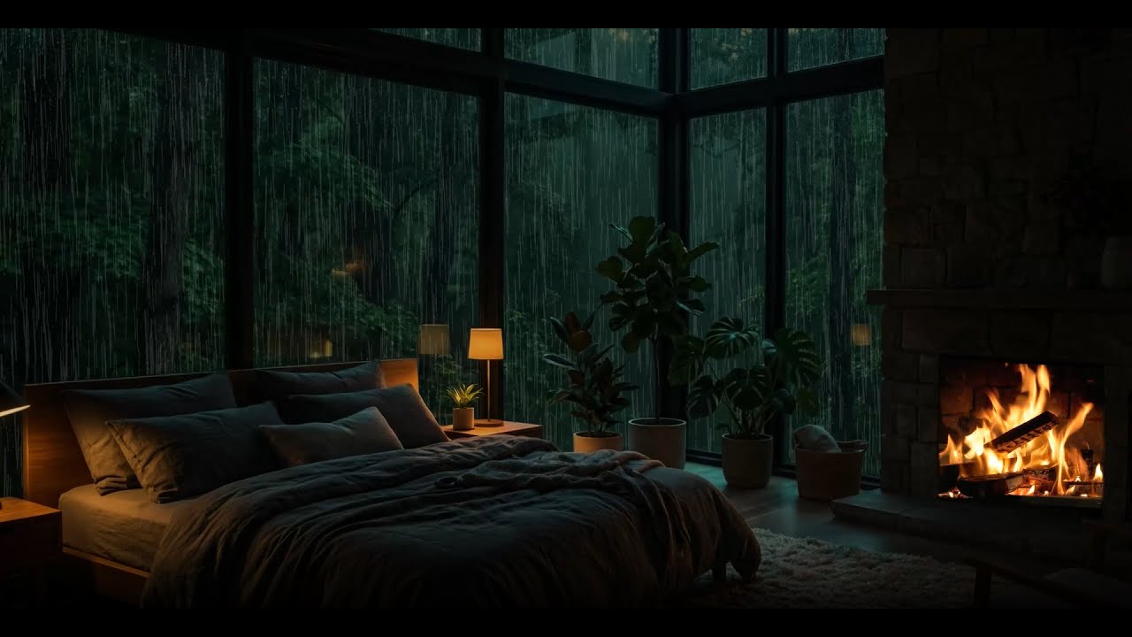 Rainy Night Ambience 🌧️ Calm Music | Heavy Rain For Deep Focus, Relaxation & Sleep