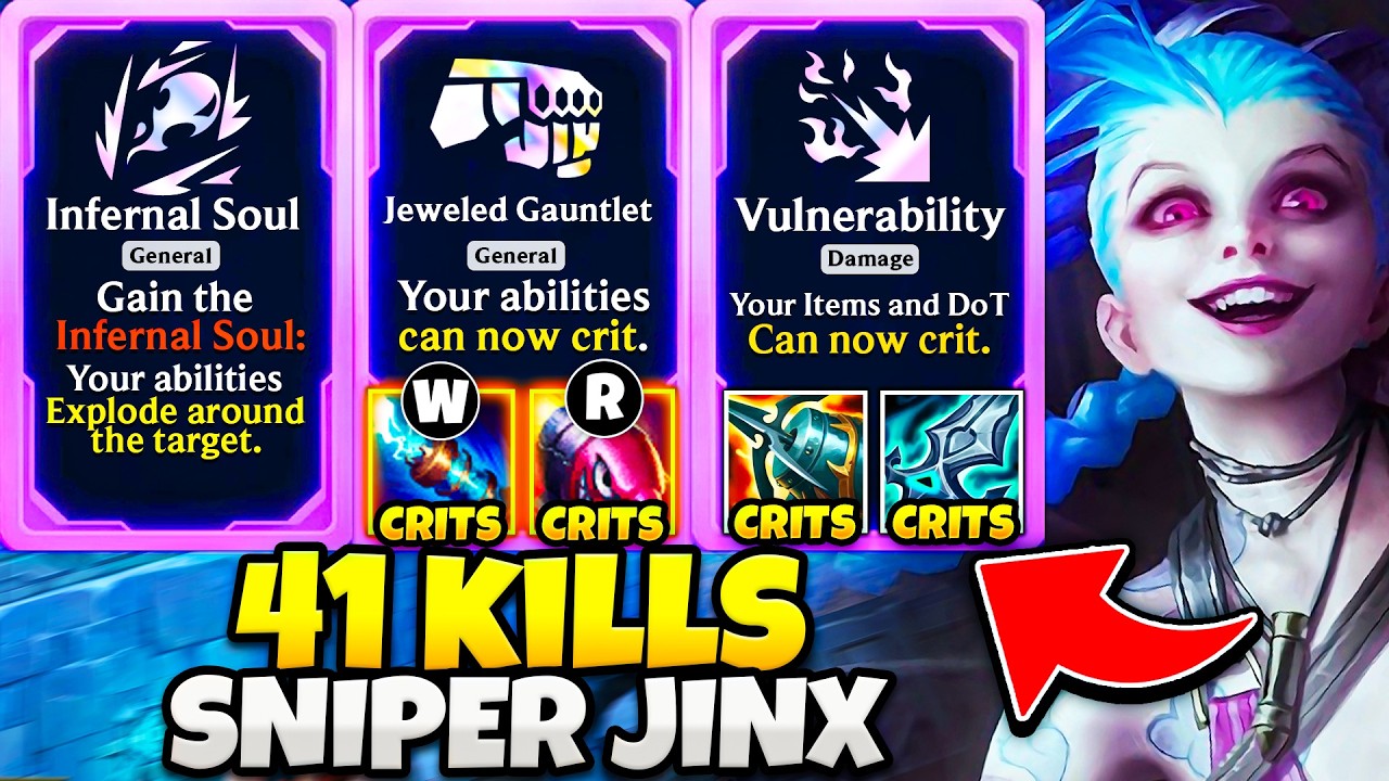 41 KILLS - Jeweled Gauntlet Sniper Jinx + On-Hits CRIT | ARAM Mayhem