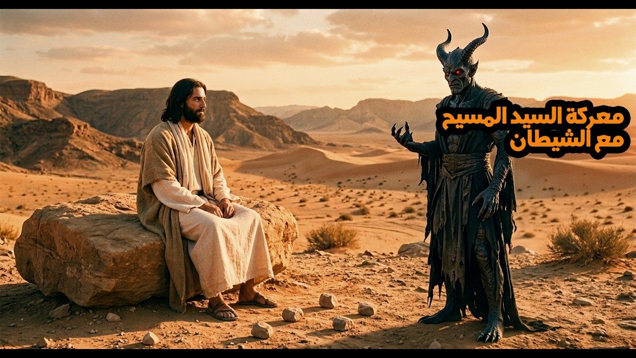 معركه قويه في البريه بين السيد المسيح والشيطان (أحد التجربة)