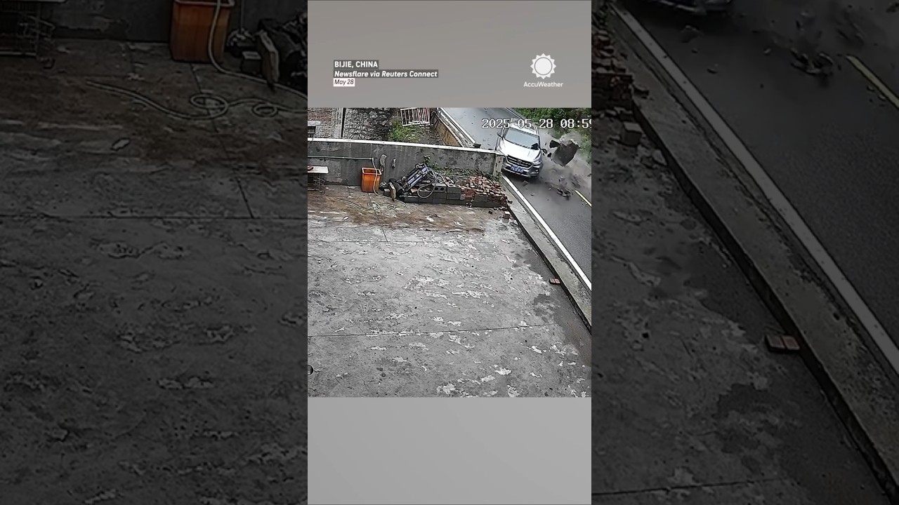 Landslide! Boulders Knock Car Down Ravine