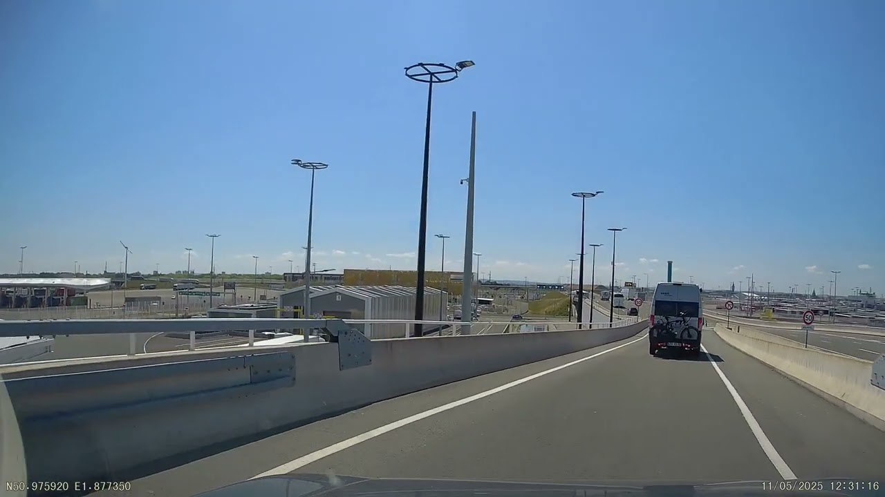 Calais Ferry Port - exit from port onto Calais bypass