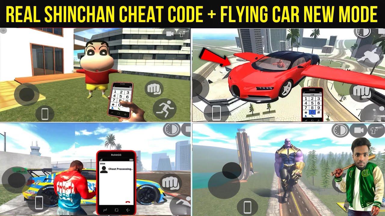 SHINCHAN CHARACTER CHEAT CODE + FLYING CAR MODE | NEW UPDATE | INDIAN BIKE DRIVING 3D