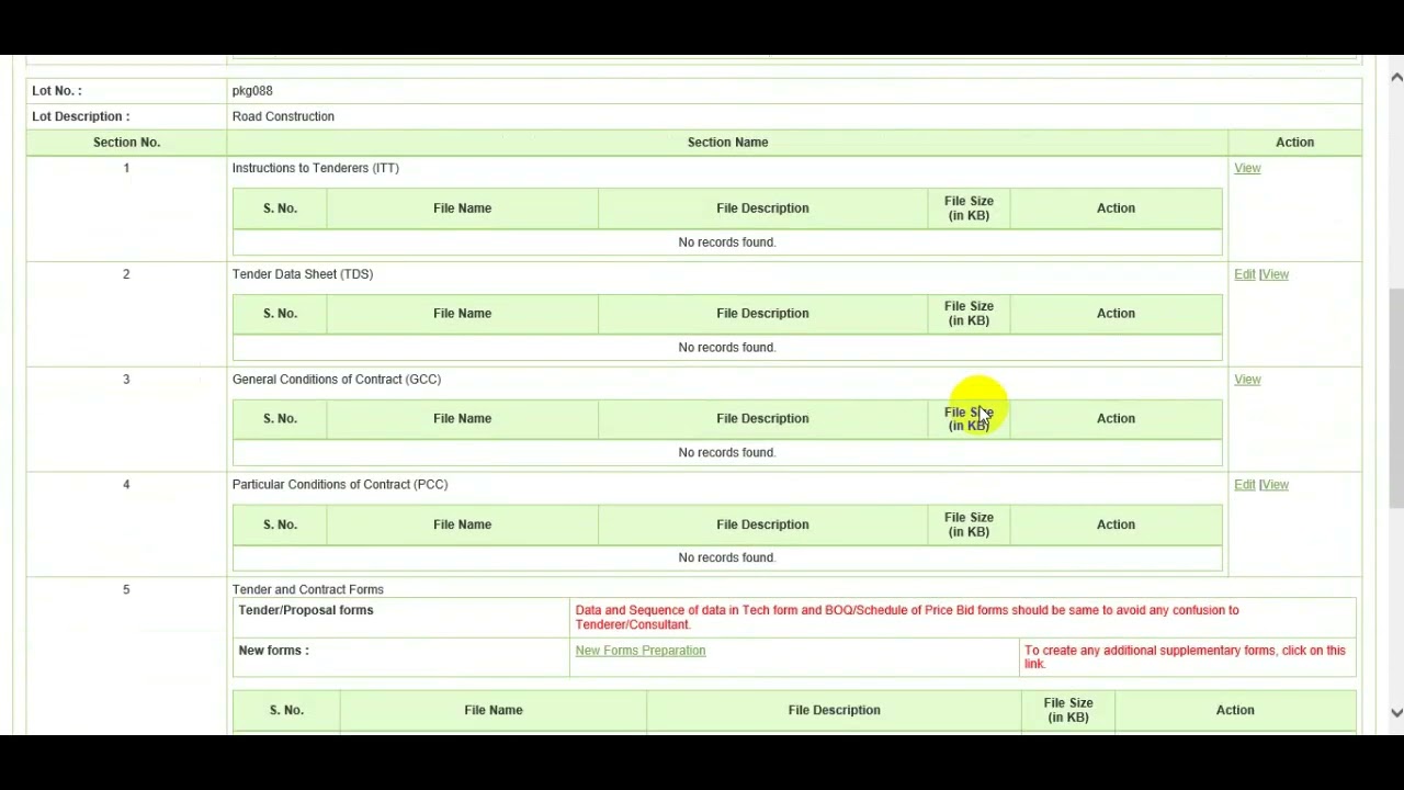 2.5.4 PE User : Tender Preparation : Document Preparation
