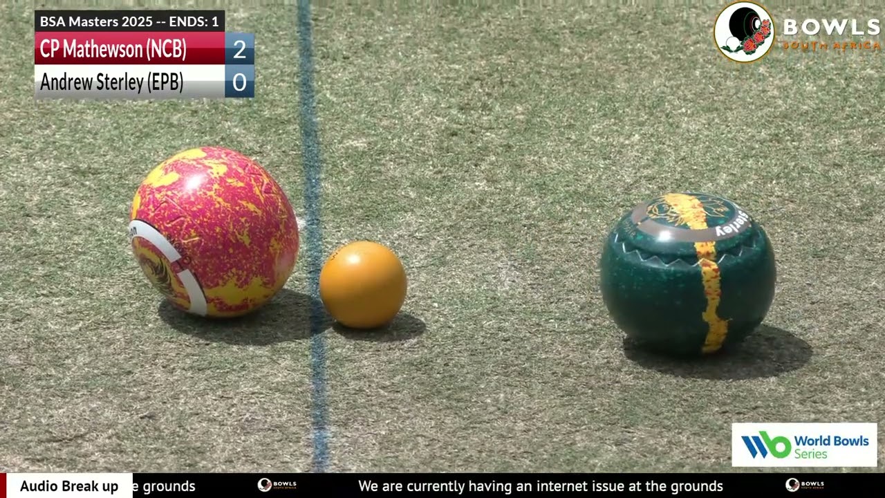 Bowls SA MASTERS 2025 Day 1 Session 3: CP Mathewson (NCB) v Andrew Sterley (EPB)