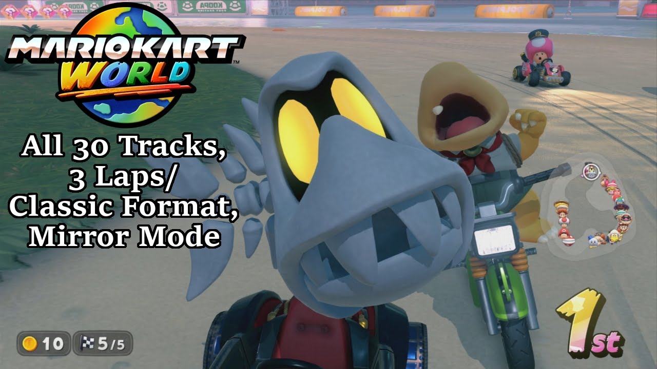 Mario Kart World: All 30 Base Tracks in 3-Lap/Classic Format - Mirror Mode
